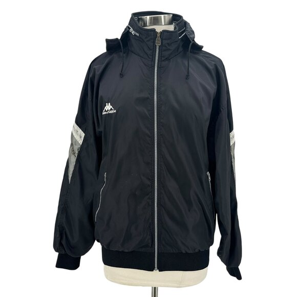 Vintage KAPPA Womens Large Jacket Hooded Black Zipper Retro Robe Di Kappa - Picture 1 of 13